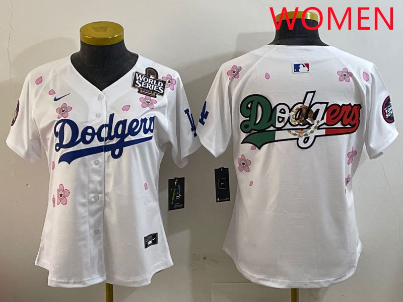 Women Los Angeles Dodgers Blank White Sakura Edition 2025 Nike MLB Jersey style 9